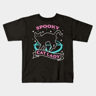 Spooky Cat Lady - Pastel Goth Halloween Black Cat Lover Kids T-Shirt